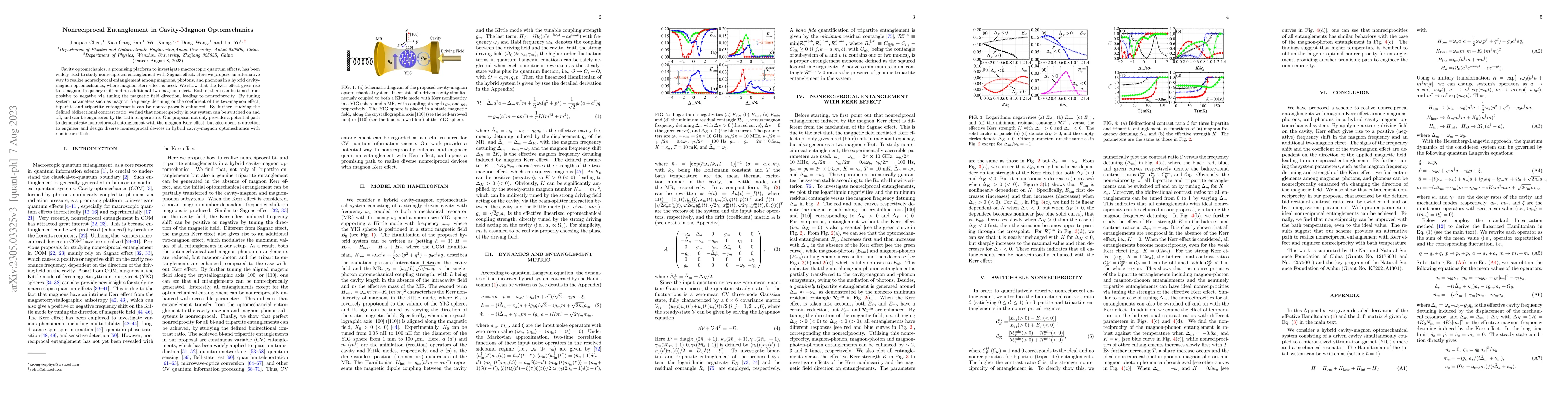 Thumbnail for Nonreciprocal entanglement in cavity-magnon optomechanics