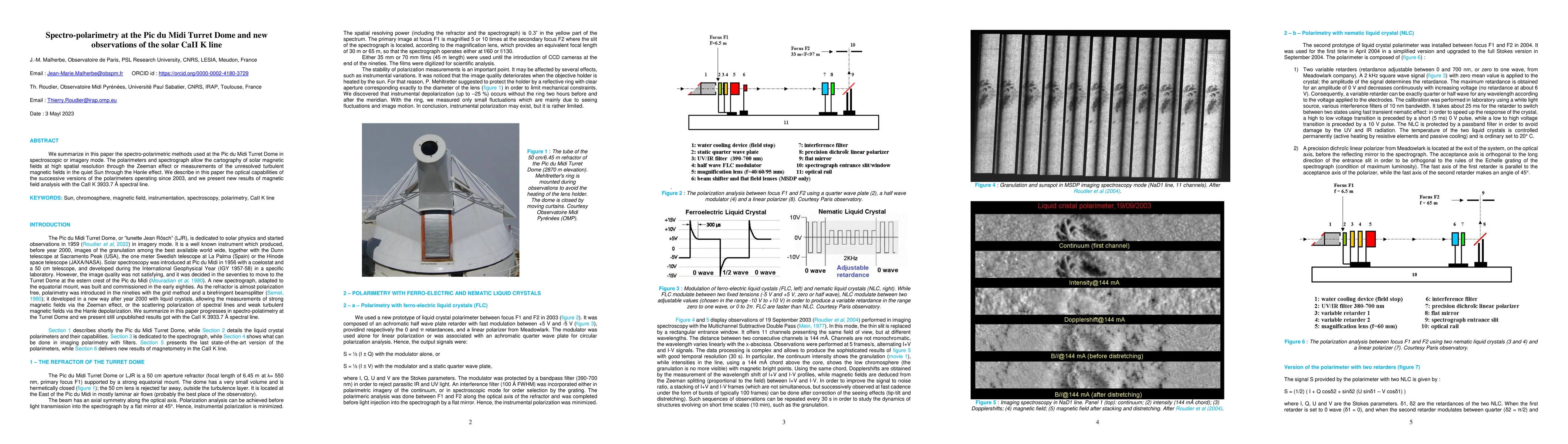 Thumbnail for Spectro-polarimetry at the Pic du Midi Turret Dome and new observations
  of the solar CaII K line