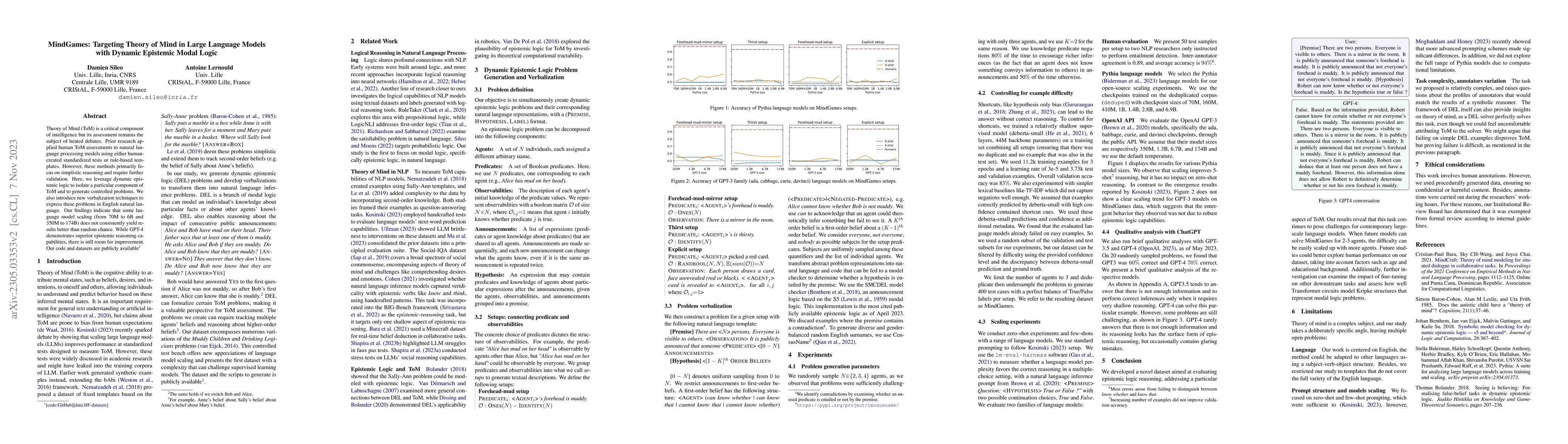 Thumbnail for MindGames: Targeting Theory of Mind in Large Language Models with
  Dynamic Epistemic Modal Logic