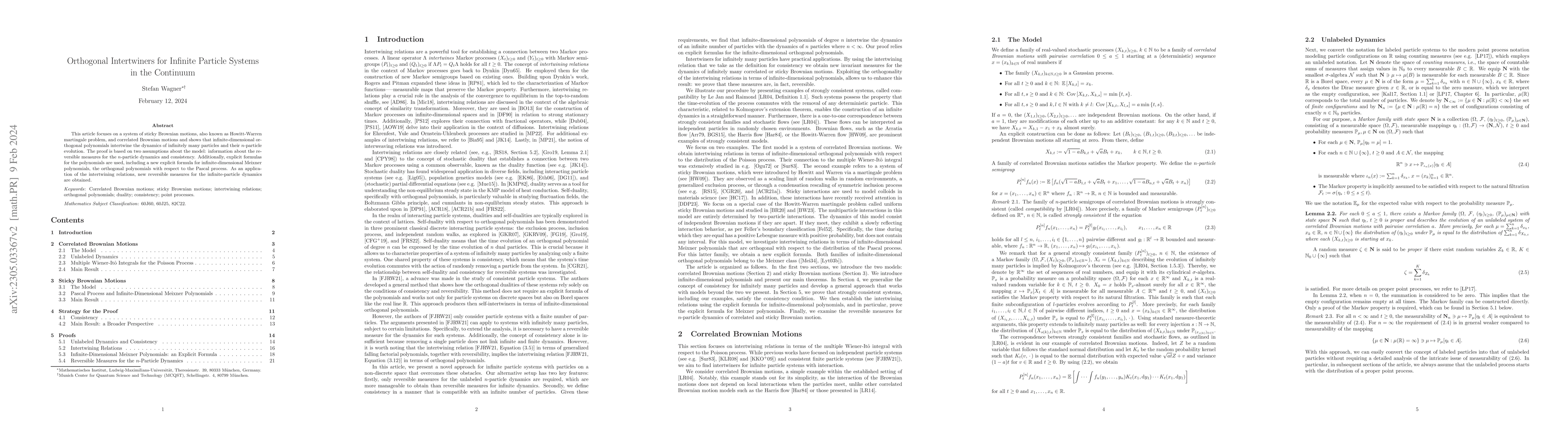 Thumbnail for Orthogonal Intertwiners for Infinite Particle Systems in The Continuum