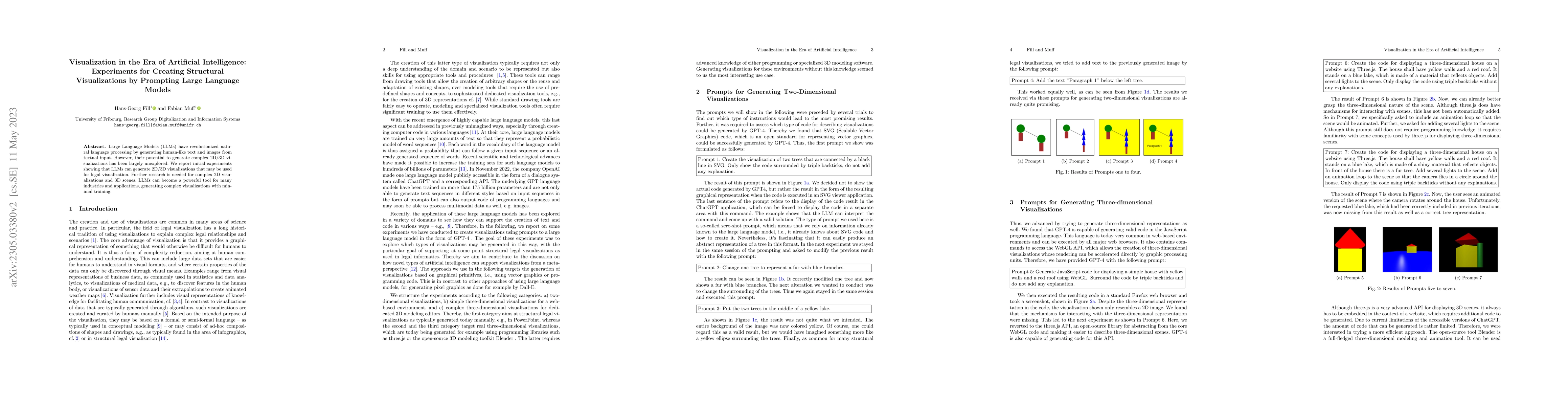 Thumbnail for Visualization in the Era of Artificial Intelligence: Experiments for
  Creating Structural Visualizations by Prompting Large Language Models