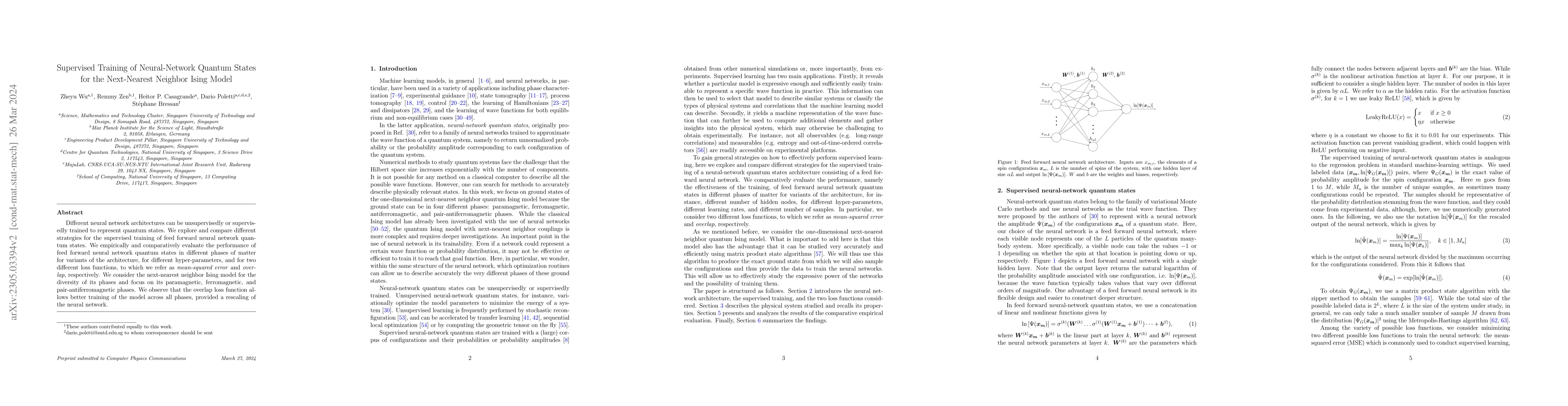 Thumbnail for Supervised Training of Neural-Network Quantum States for the Next
  Nearest Neighbor Ising model