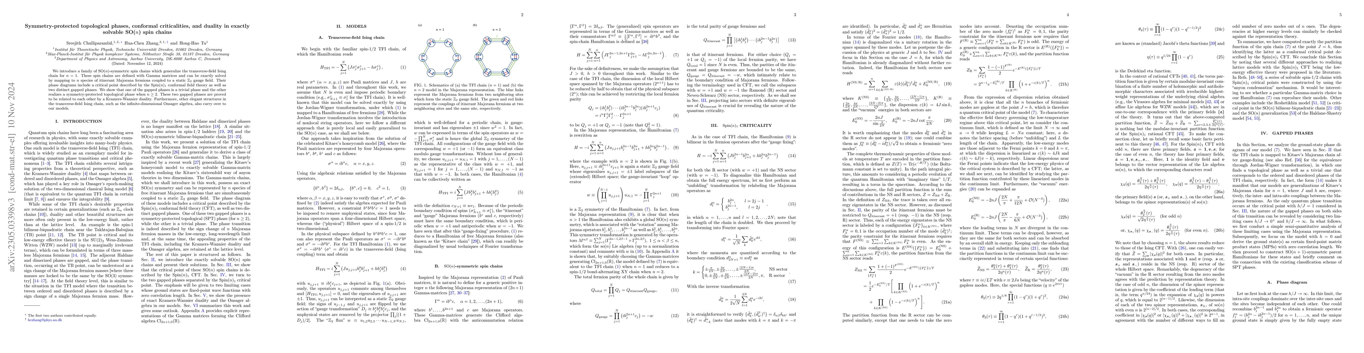 Thumbnail for Symmetry-protected topological phases, conformal criticalities, and
  duality in exactly solvable SO($n$) spin chains