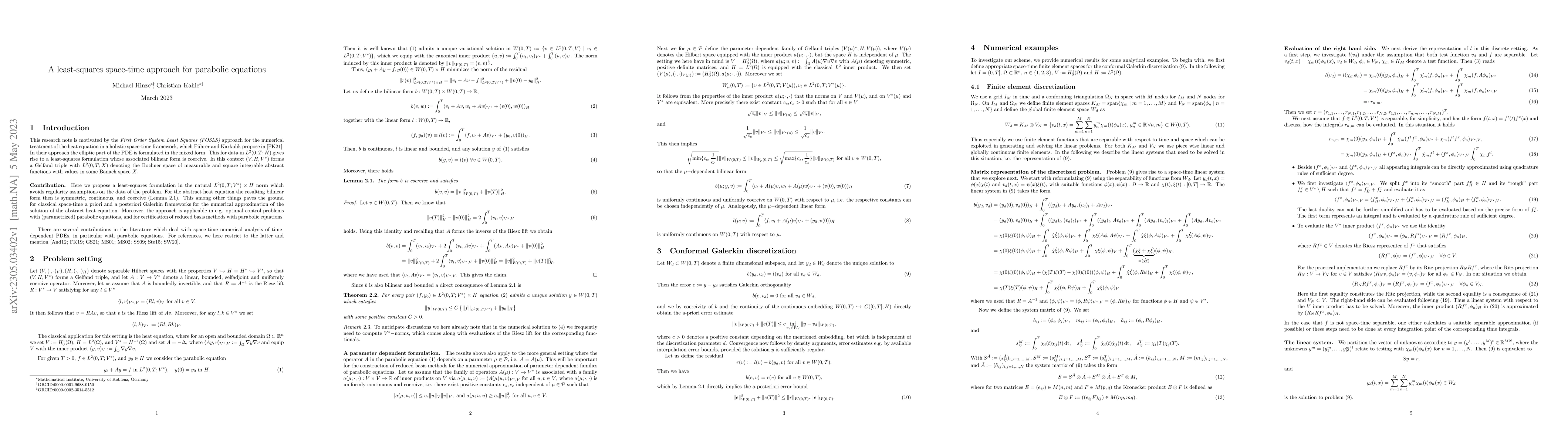 Thumbnail for A least-squares space-time approach for parabolic equations