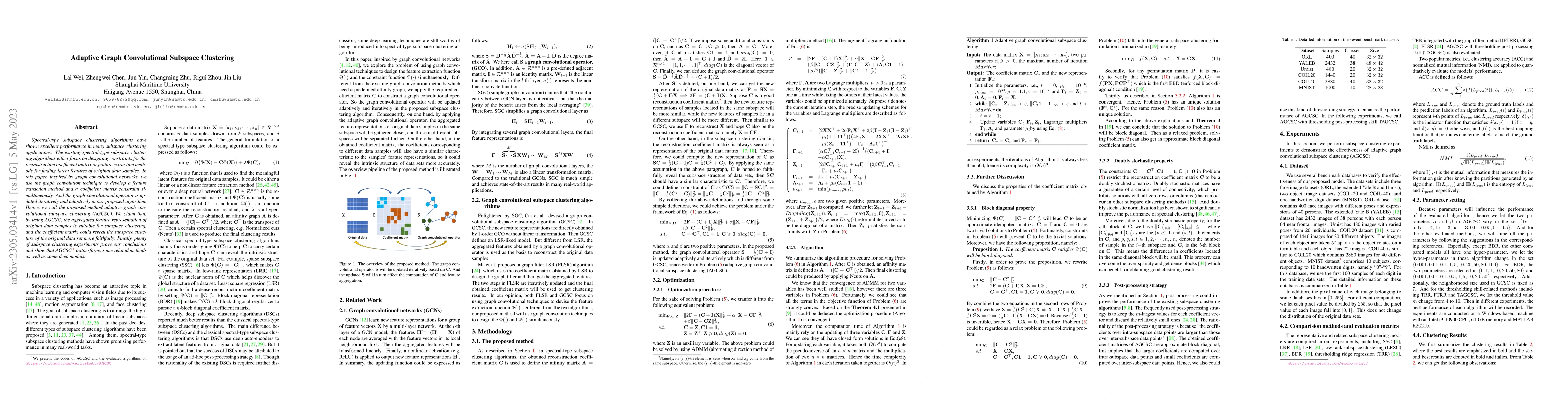 Thumbnail for Adaptive Graph Convolutional Subspace Clustering