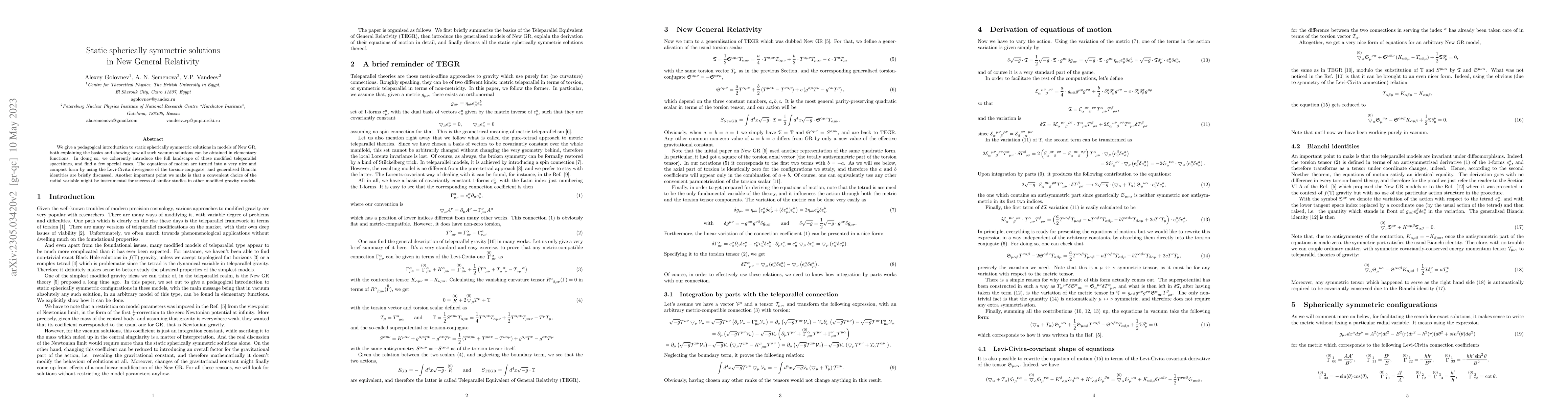 Thumbnail for Static spherically symmetric solutions in New General Relativity