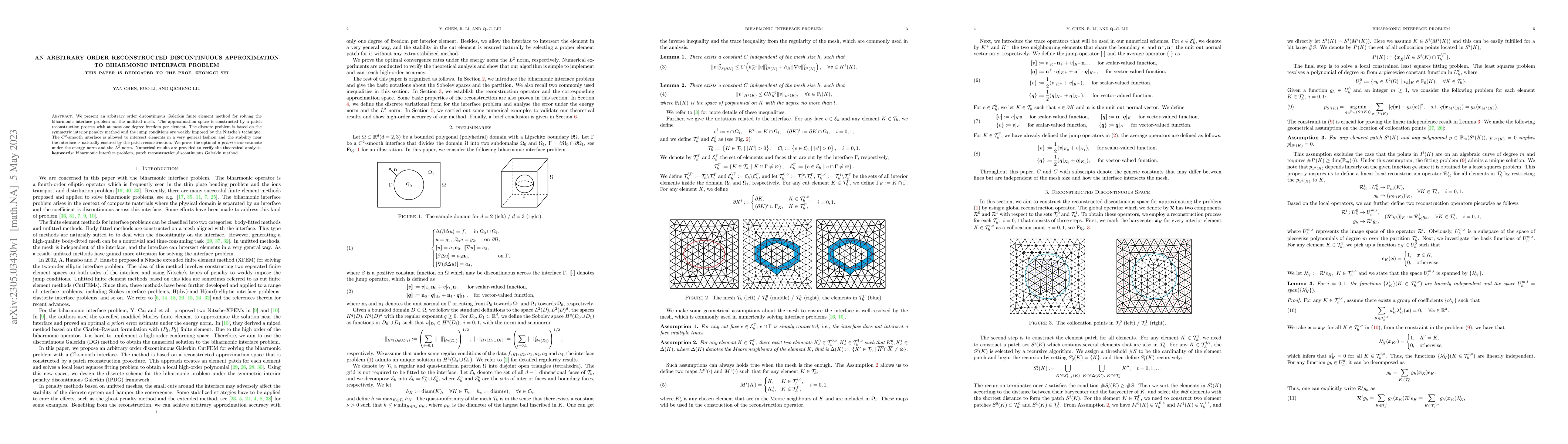 Thumbnail for An arbitrary order Reconstructed Discontinuous Approximation to
  Biharmonic Interface Problem