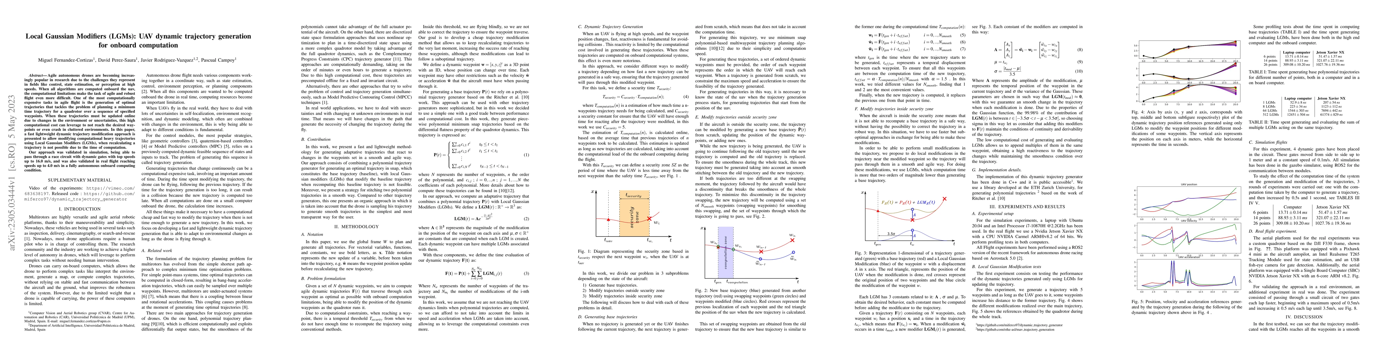 Thumbnail for Local Gaussian Modifiers (LGMs): UAV dynamic trajectory generation for
  onboard computation