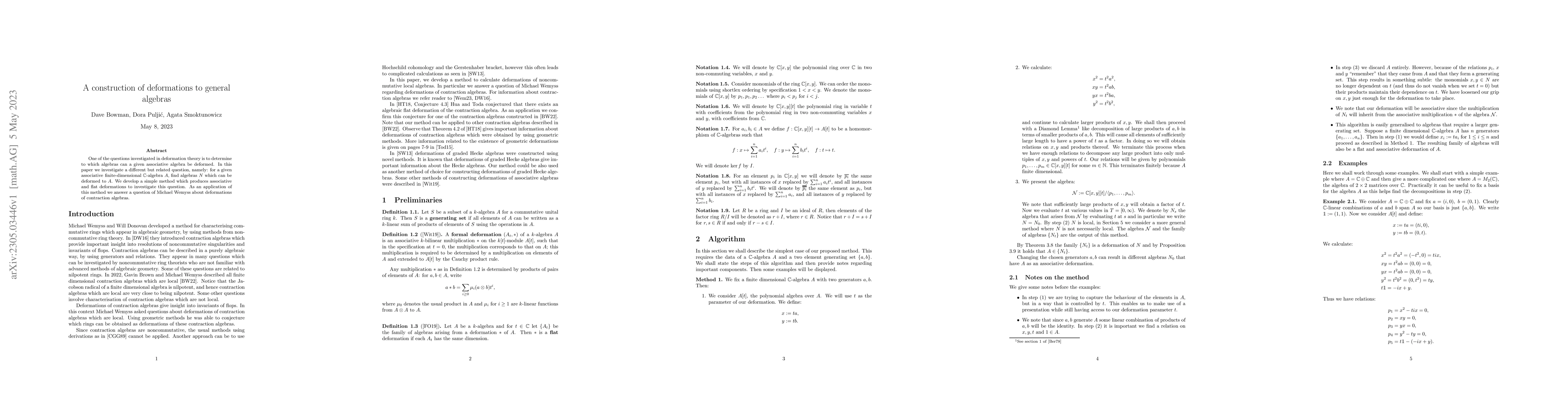 Thumbnail for A construction of deformations to general algebras