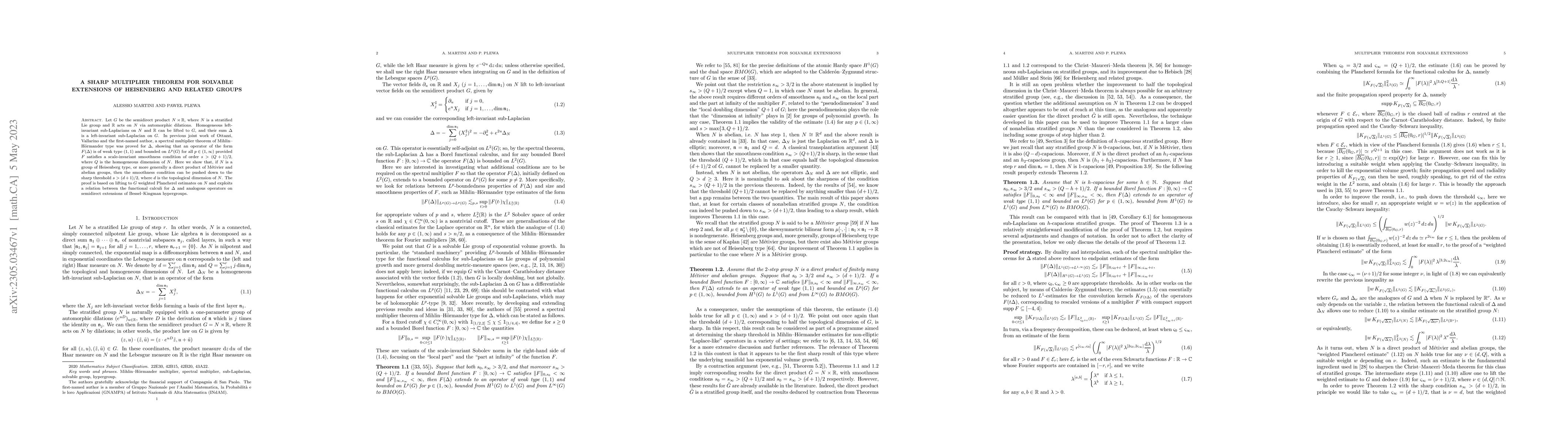 Thumbnail for A sharp multiplier theorem for solvable extensions of Heisenberg and
  related groups