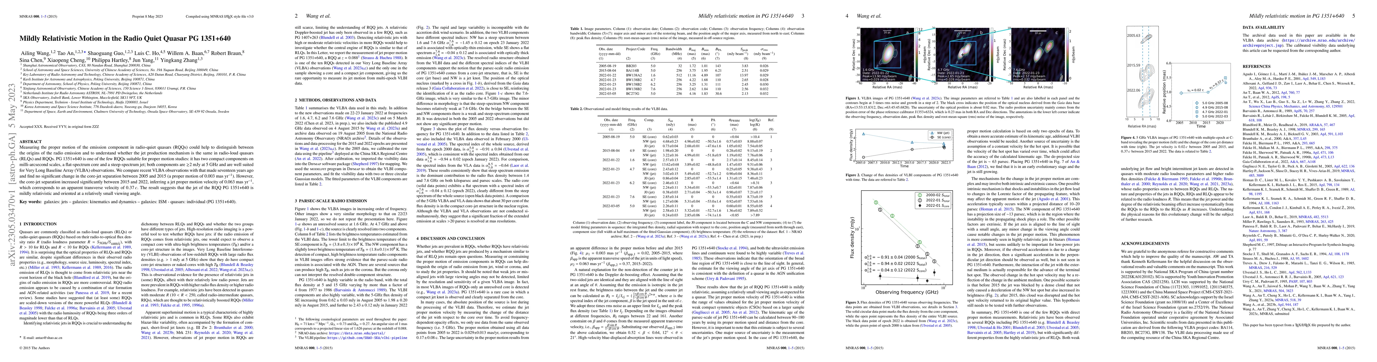 Thumbnail for Mildly Relativistic Motion in the Radio Quiet Quasar PG 1351+640