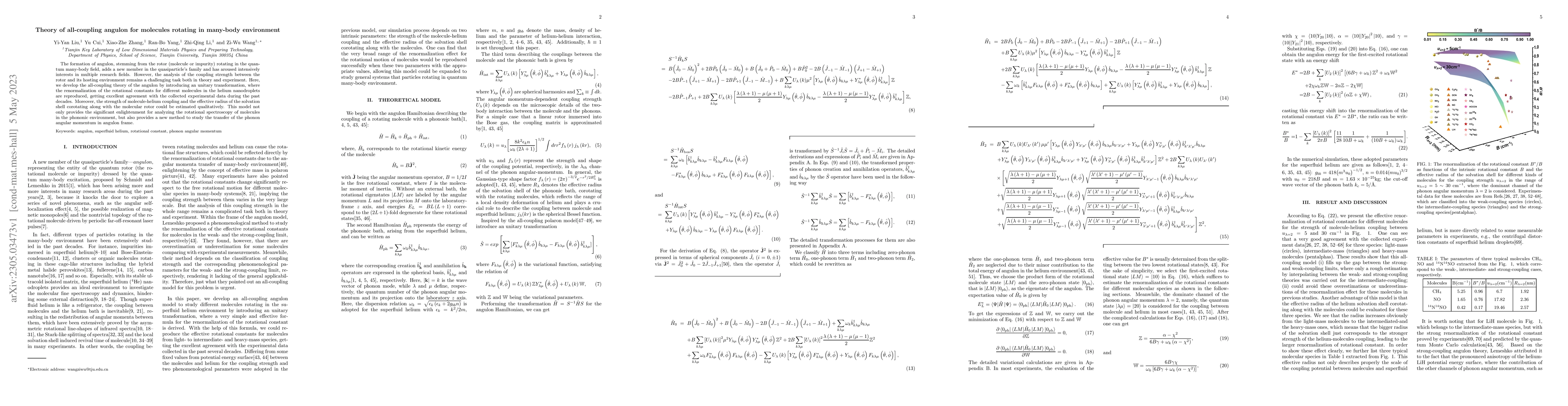 Thumbnail for Theory of all-coupling angulon for molecules rotating in many-body
  environment