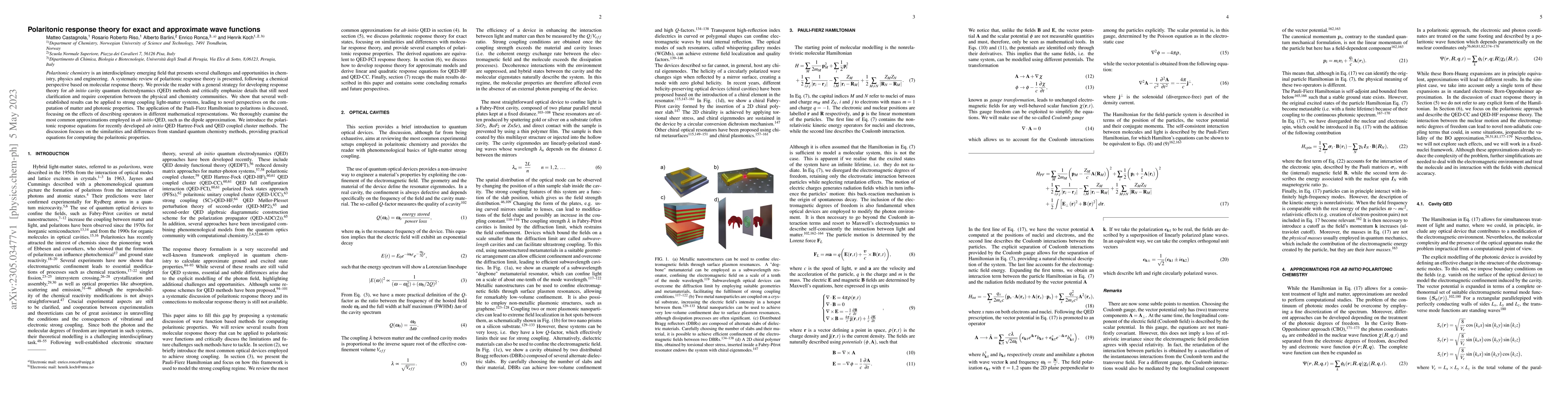Thumbnail for Polaritonic response theory for exact and approximate wave functions