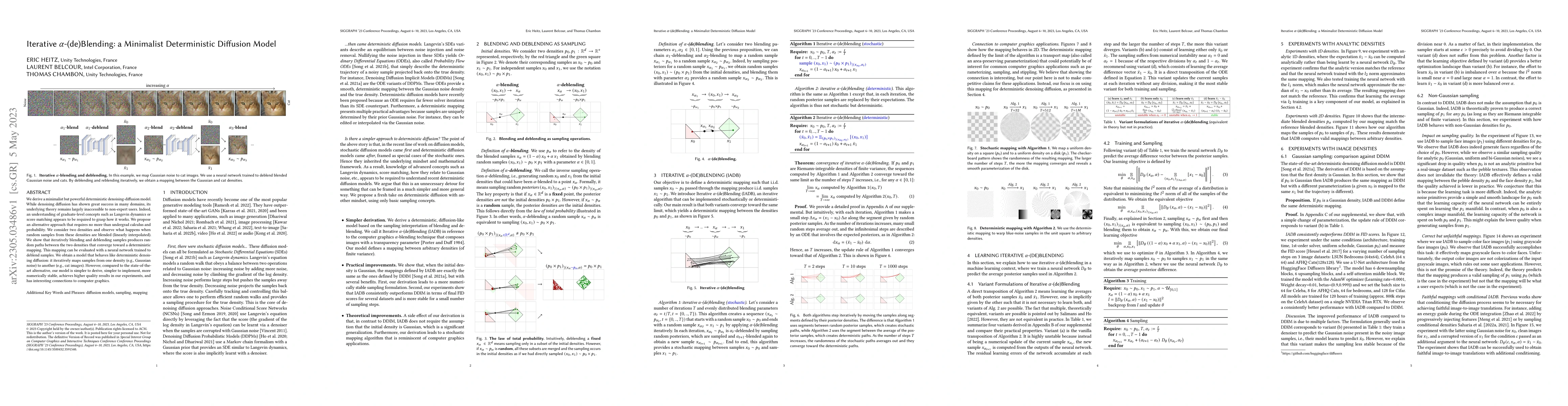 Thumbnail for Iterative $\alpha$-(de)Blending: a Minimalist Deterministic Diffusion
  Model