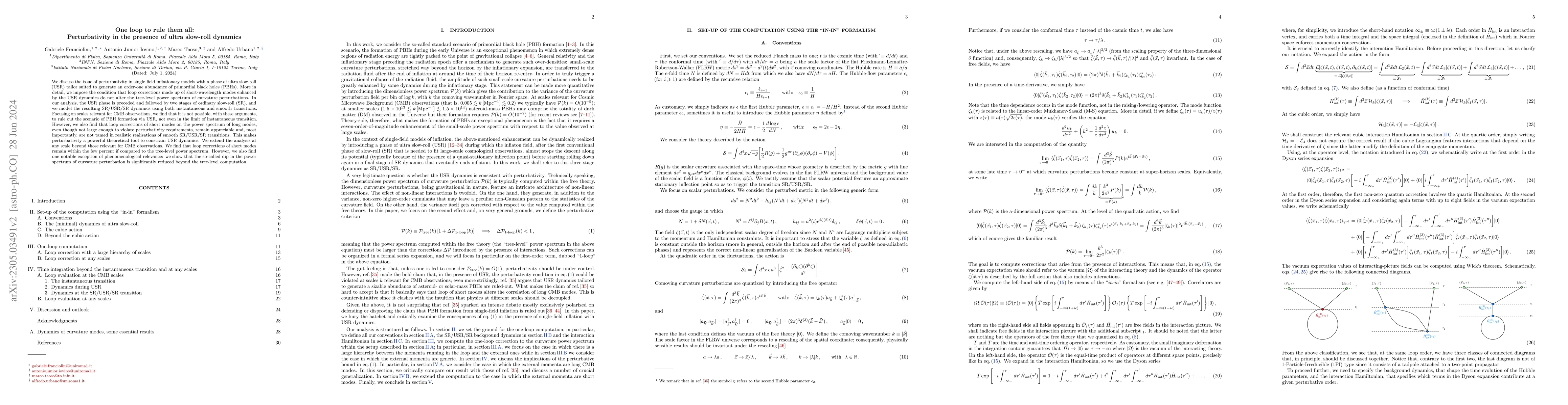 Thumbnail for One loop to rule them all: Perturbativity in the presence of ultra
  slow-roll dynamics