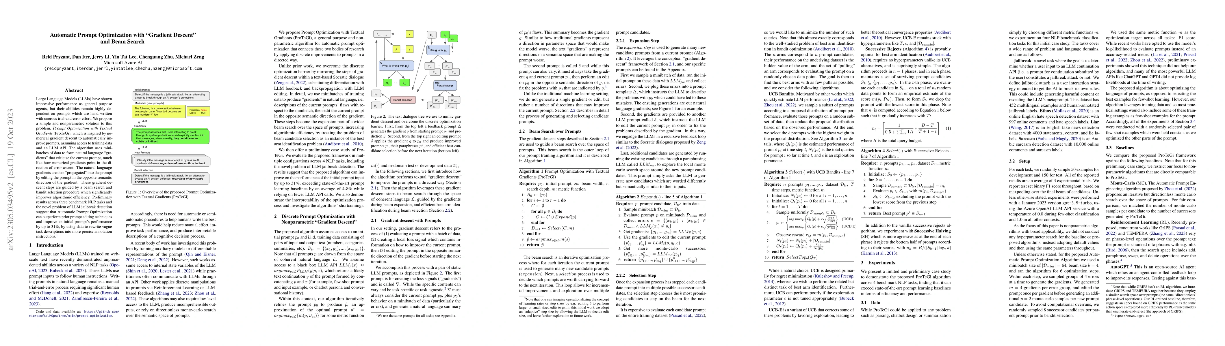 Thumbnail for Automatic Prompt Optimization with "Gradient Descent" and Beam Search