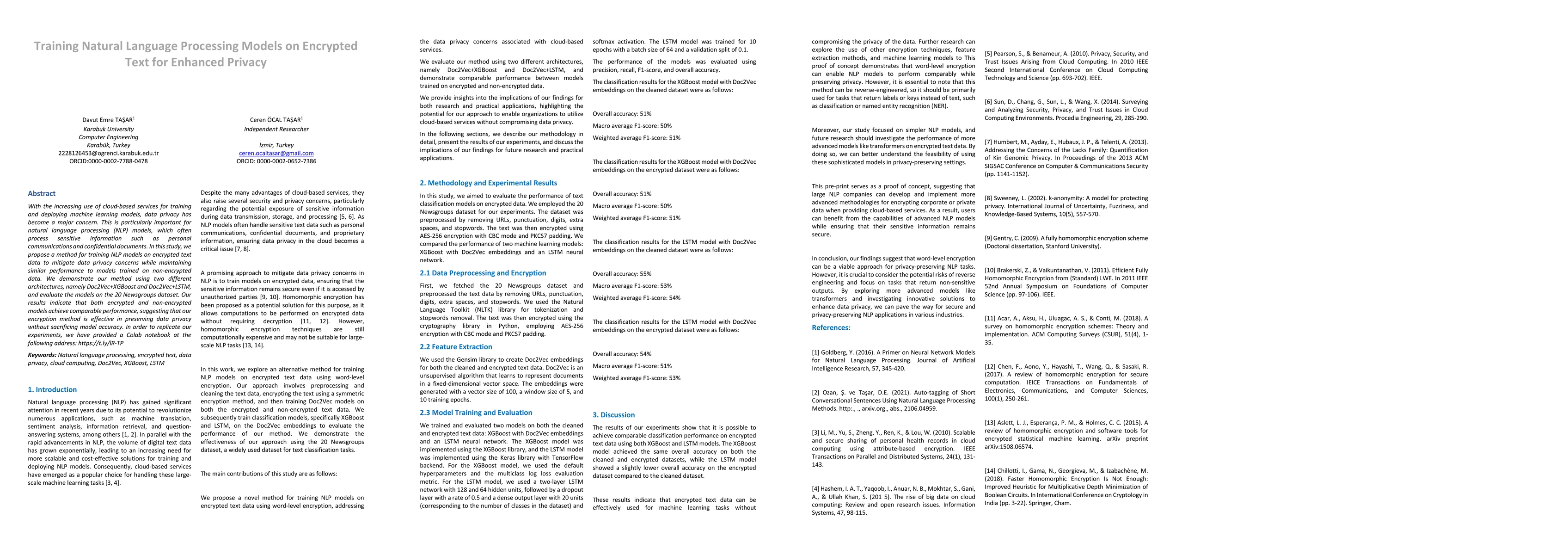 Thumbnail for Training Natural Language Processing Models on Encrypted Text for
  Enhanced Privacy