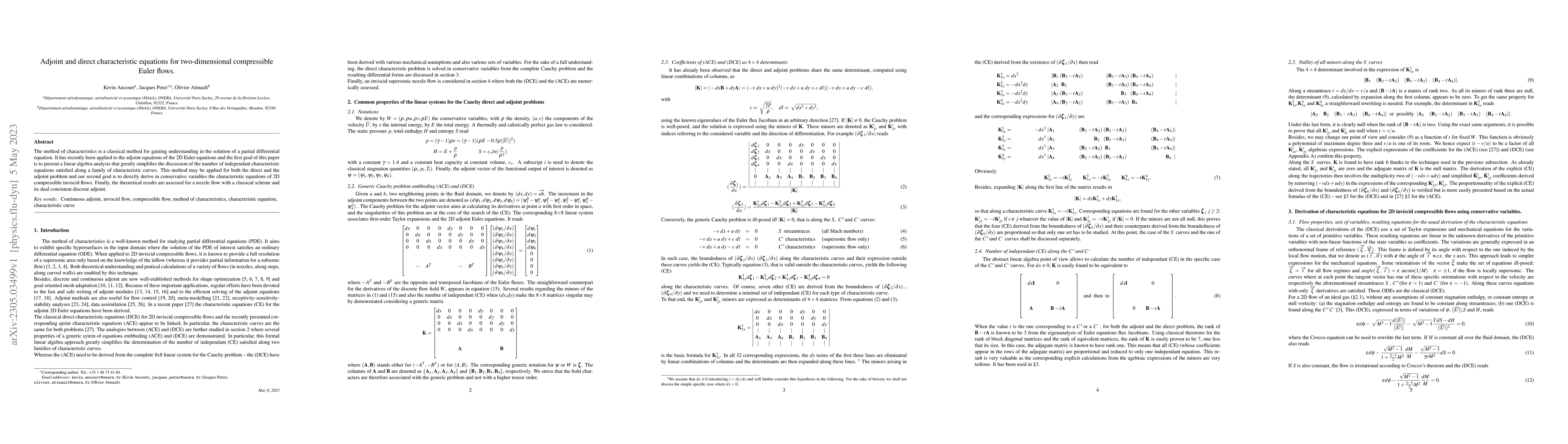 Thumbnail for Adjoint and direct characteristic equations for two-dimensional
  compressible Euler flows
