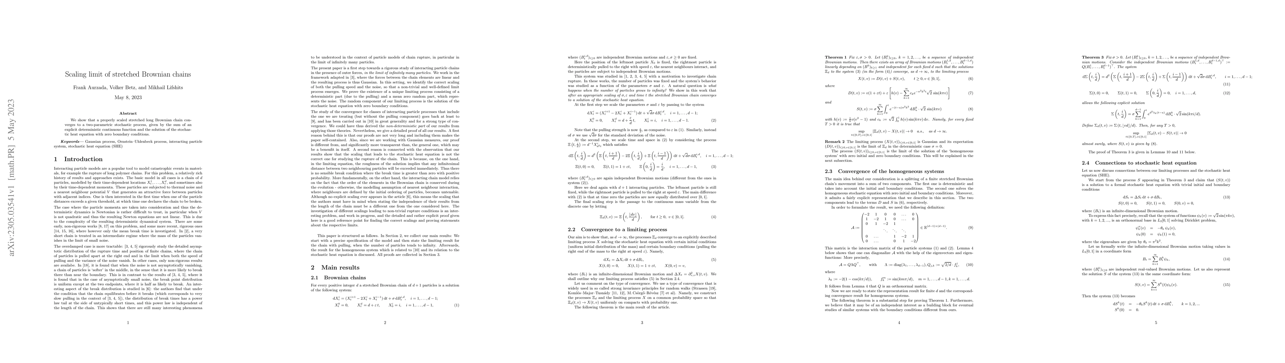 Thumbnail for Scaling limit of stretched Brownian chains