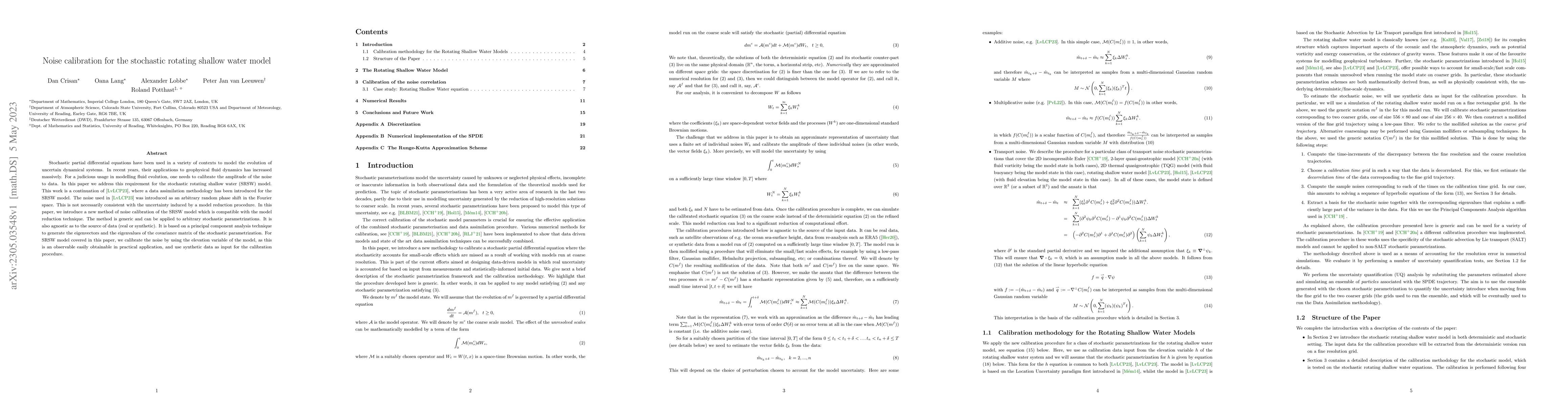 Thumbnail for Noise calibration for the stochastic rotating shallow water model