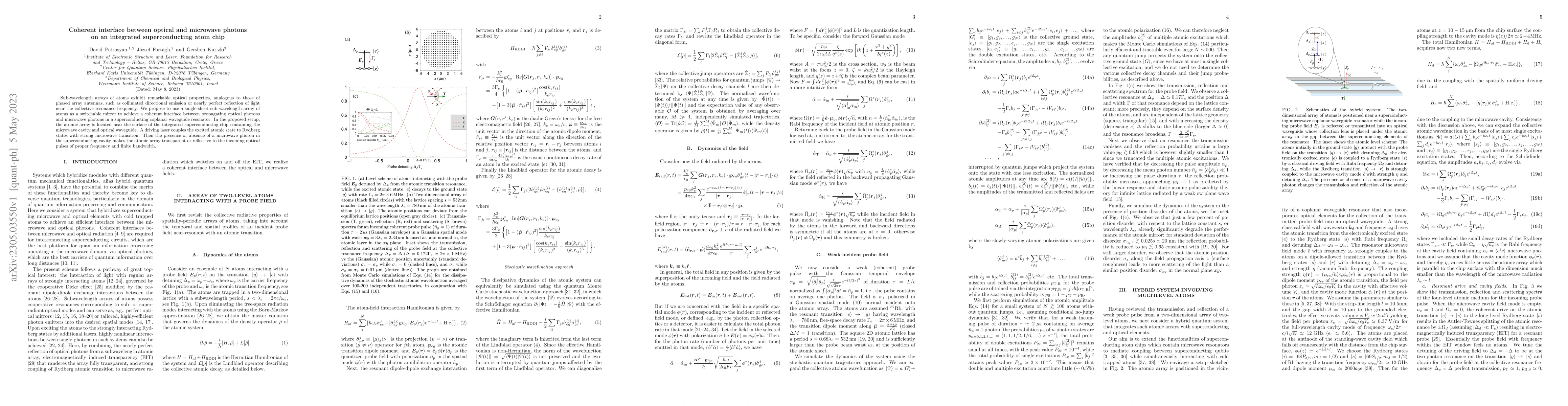 Thumbnail for Coherent interface between optical and microwave photons on an
  integrated superconducting atom chip
