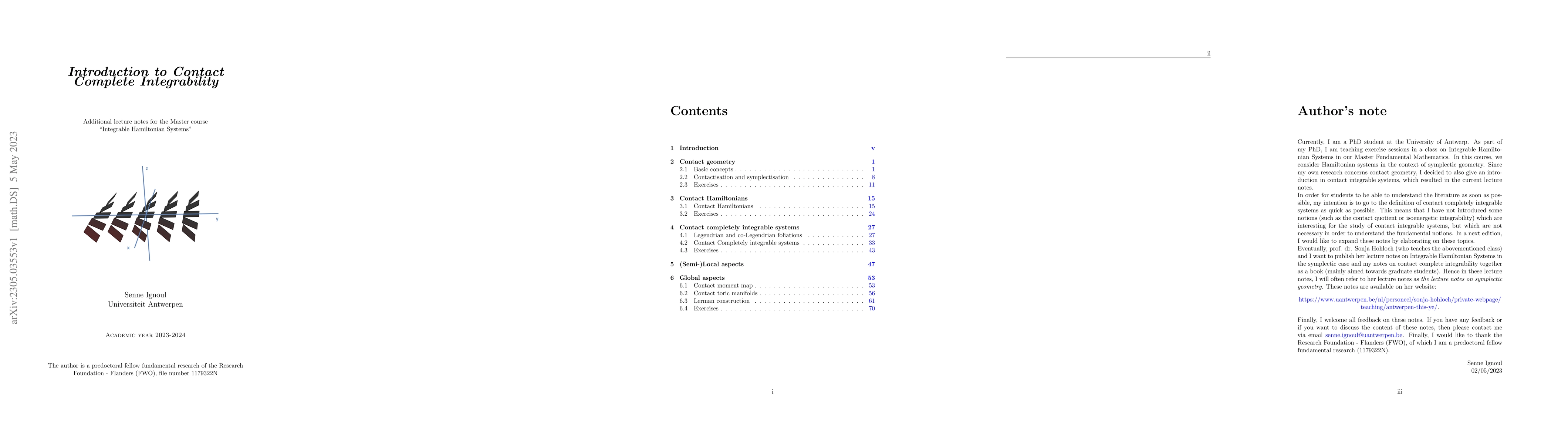 Thumbnail for Introduction to contact complete integrability