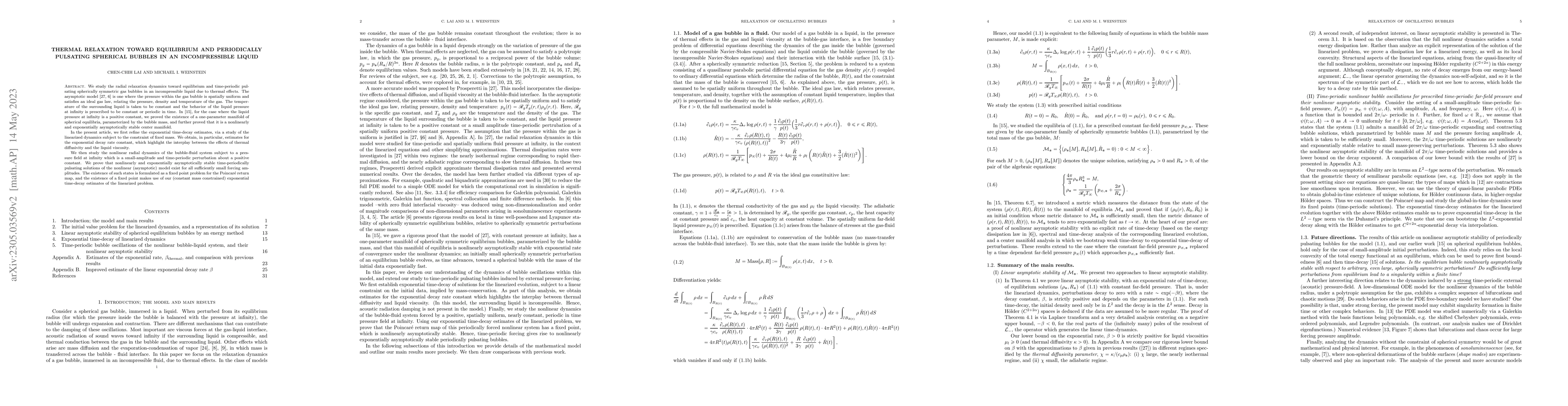 Thumbnail for Thermal relaxation toward equilibrium and periodically pulsating
  spherical bubbles in an incompressible liquid
