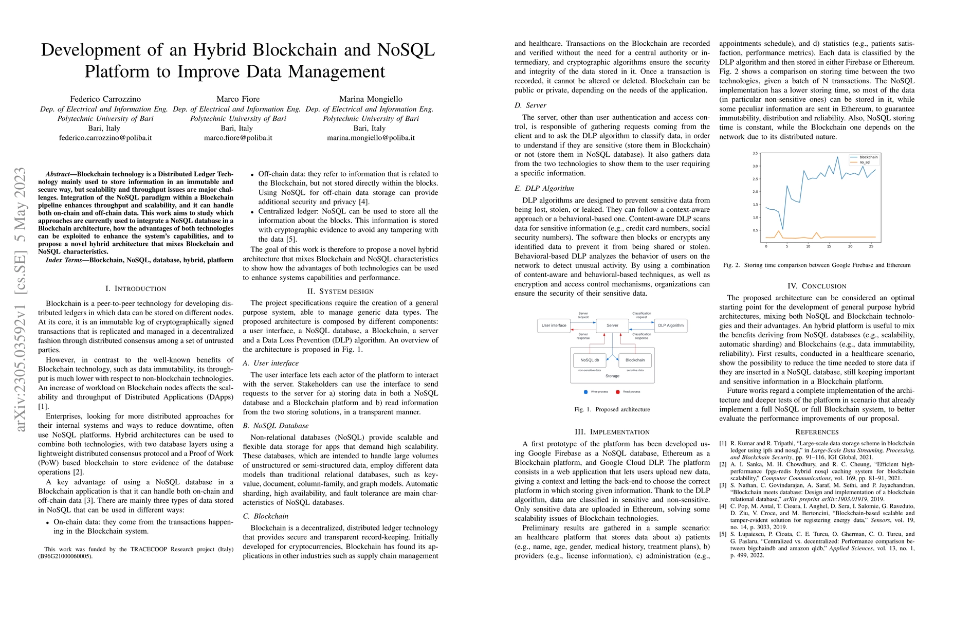Thumbnail for Development of an Hybrid Blockchain and NoSQL Platform to Improve Data
  Management