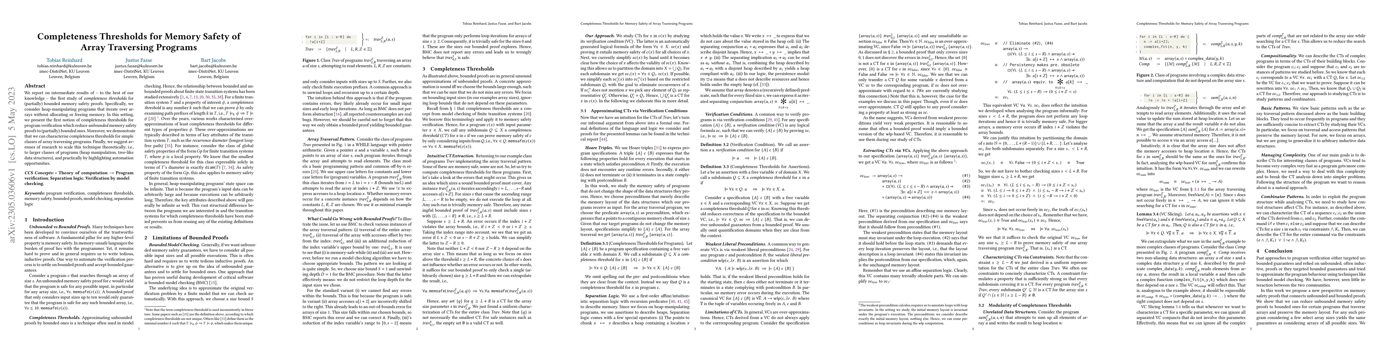 Thumbnail for Completeness Thresholds for Memory Safety of Array Traversing Programs