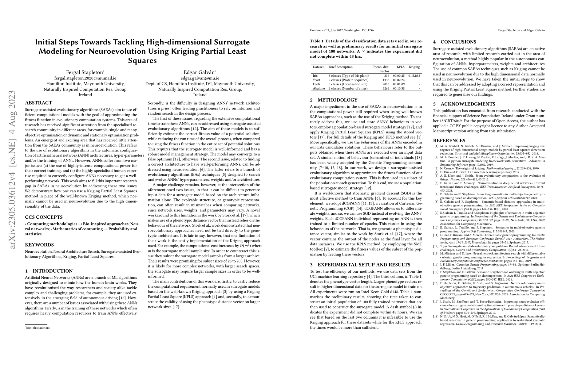 Thumbnail for Initial Steps Towards Tackling High-dimensional Surrogate Modeling for
  Neuroevolution Using Kriging Partial Least Squares