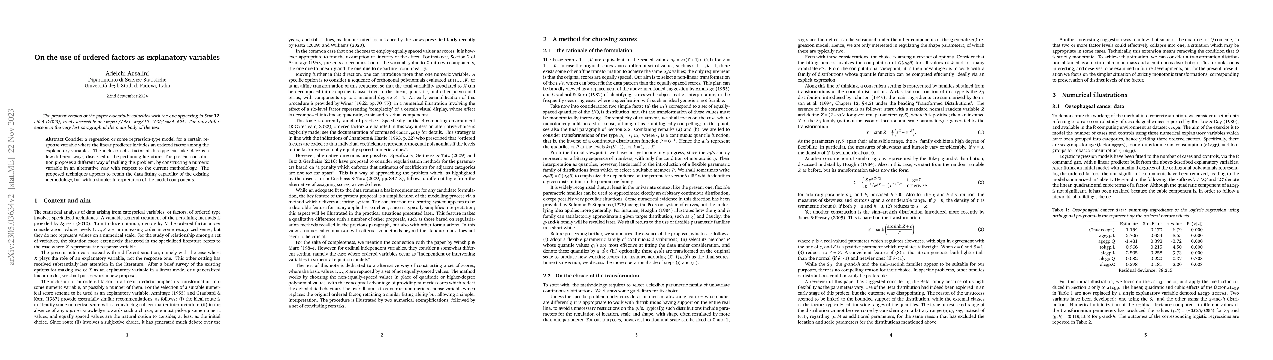 Thumbnail for On the use of ordered factors as explanatory variables