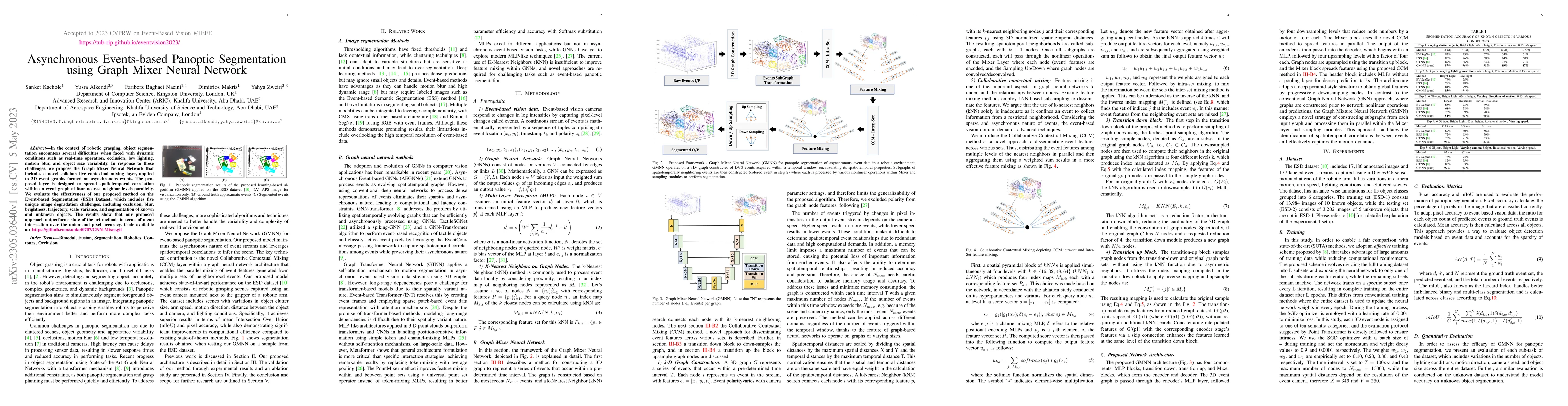 Thumbnail for Asynchronous Events-based Panoptic Segmentation using Graph Mixer Neural
  Network