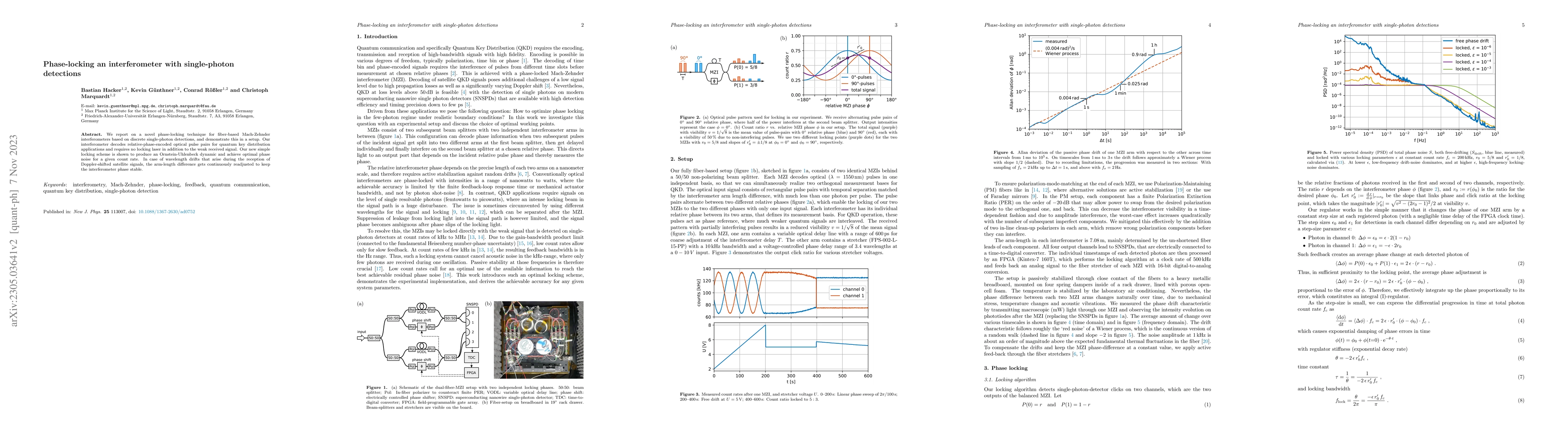 Thumbnail for Phase-locking an interferometer with single-photon detections