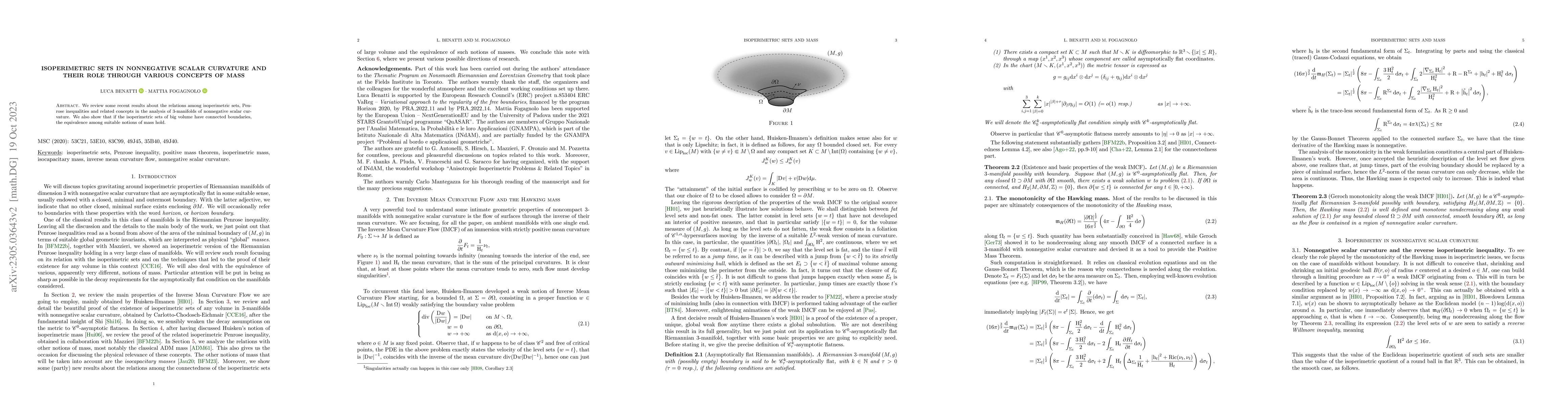 Thumbnail for Isoperimetric sets in nonnegative scalar curvature and their role
  through various concepts of mass