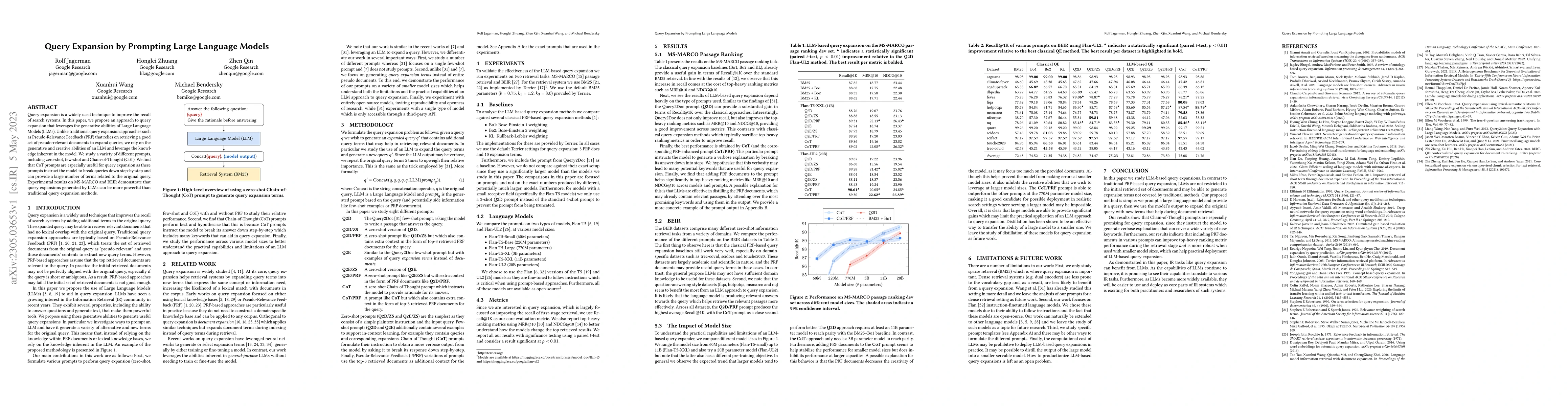 Thumbnail for Query Expansion by Prompting Large Language Models