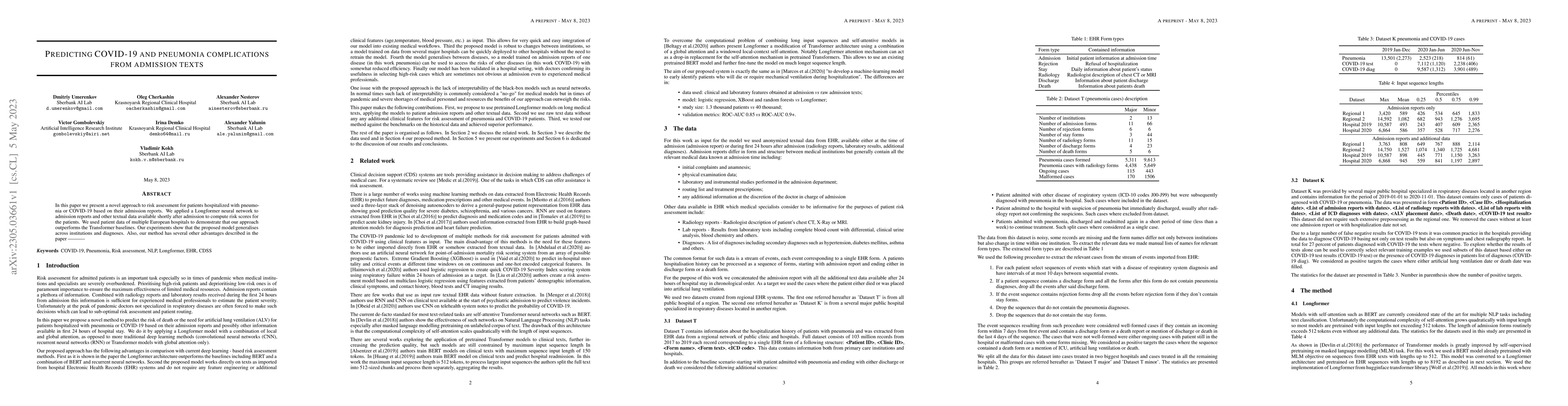 Thumbnail for Predicting COVID-19 and pneumonia complications from admission texts