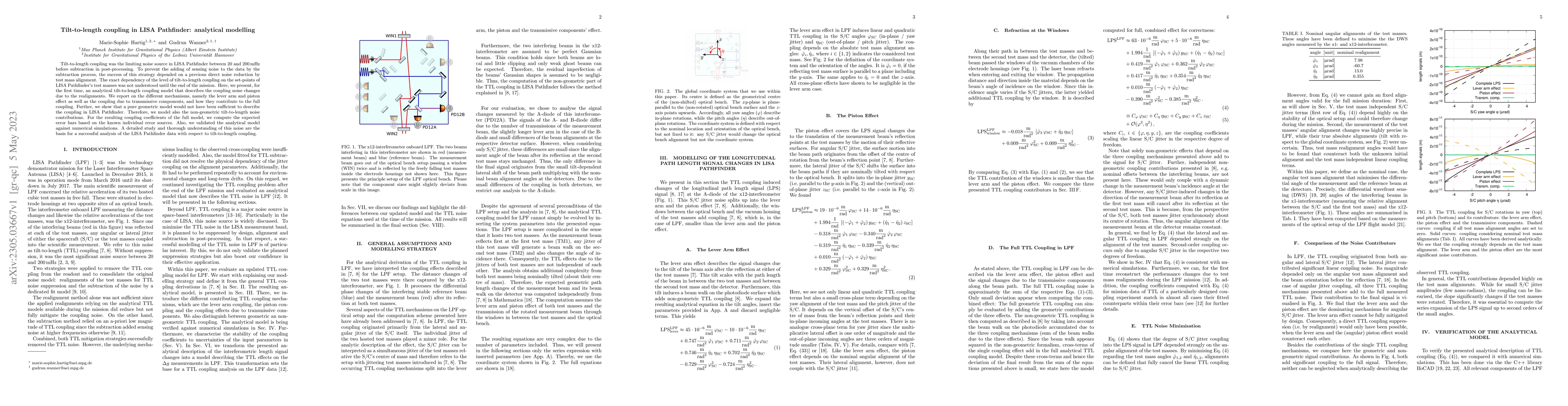 Thumbnail for Tilt-to-length coupling in LISA Pathfinder: analytical modelling