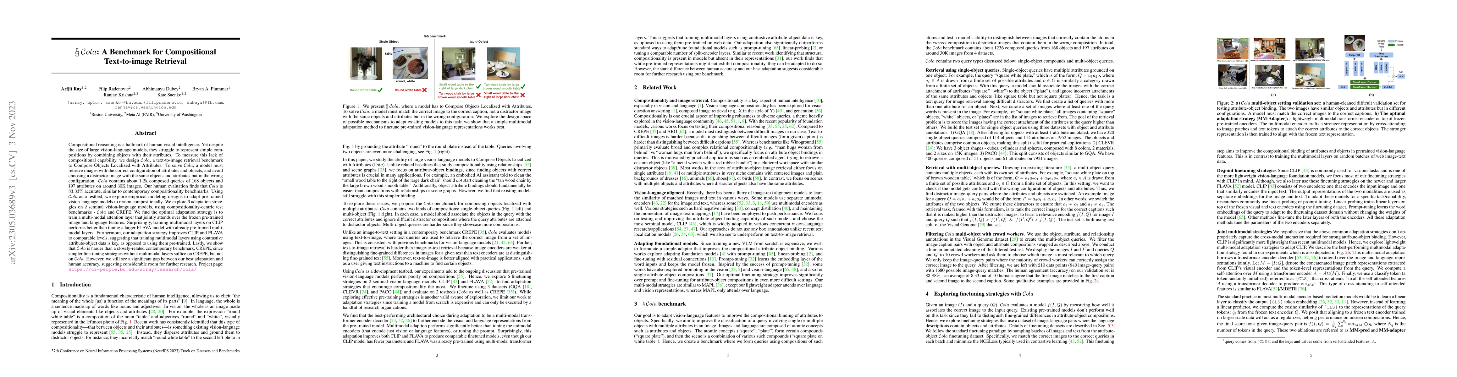 Thumbnail for COLA: A Benchmark for Compositional Text-to-image Retrieval