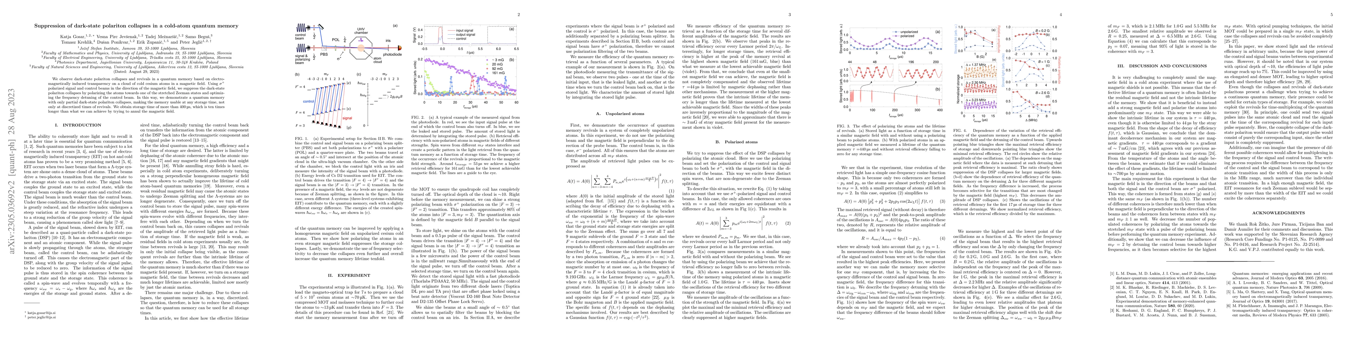 Thumbnail for Suppression of dark-state polariton collapses in cold-atom quantum
  memory