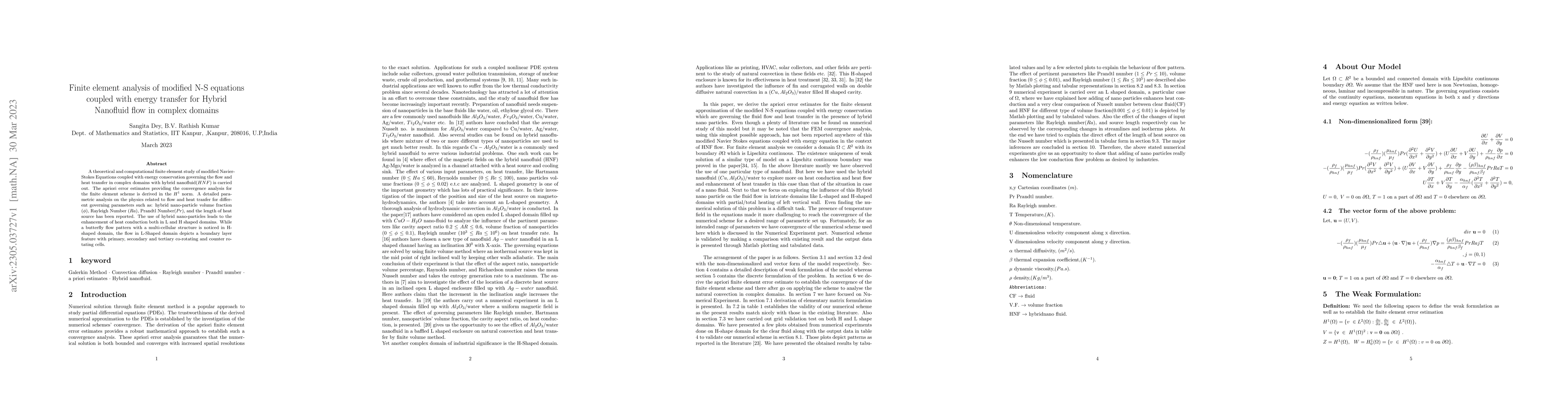 Thumbnail for Finite element analysis of modified N-S equations coupled with energy
  transfer for Hybrid Nanofluid flow in complex domains