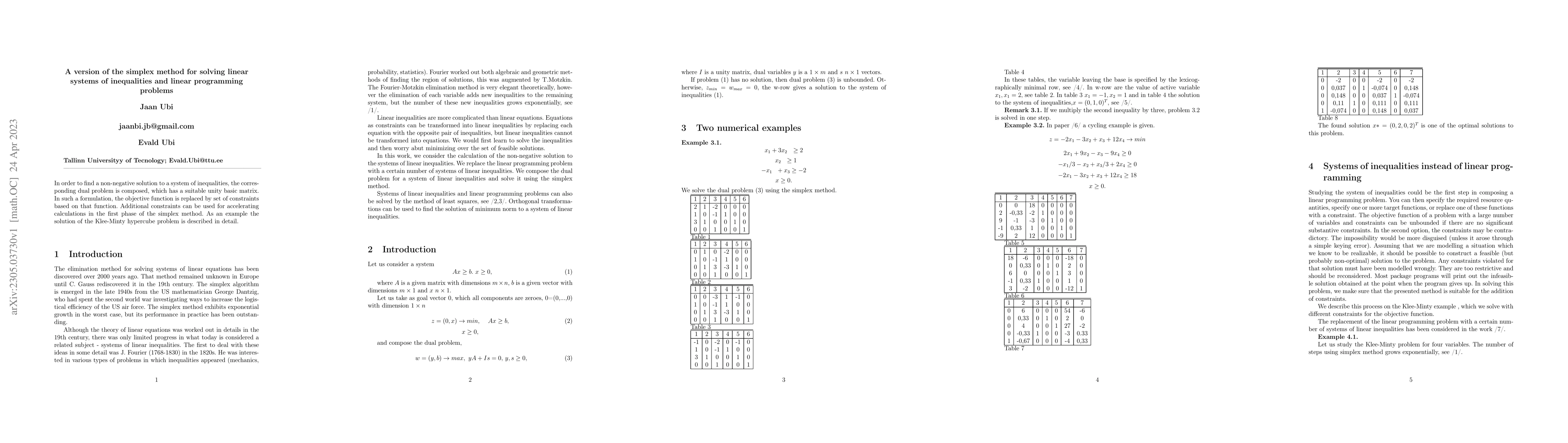 Thumbnail for A version of the simplex method for solving linear systems of
  inequalities and linear programming problems