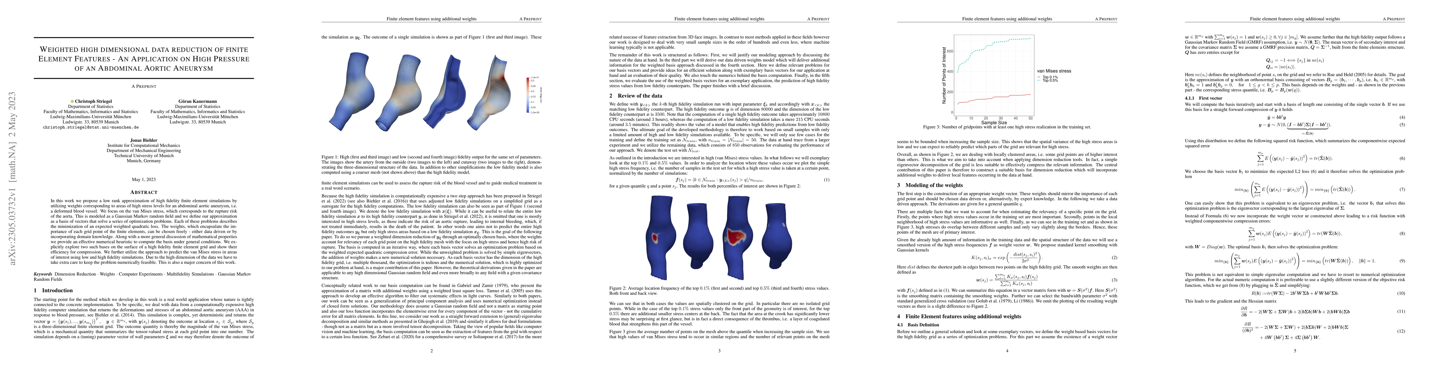 Thumbnail for Weighted high dimensional data reduction of finite Element Features --
  An Application on High Pressure of an Abdominal Aortic Aneurysm