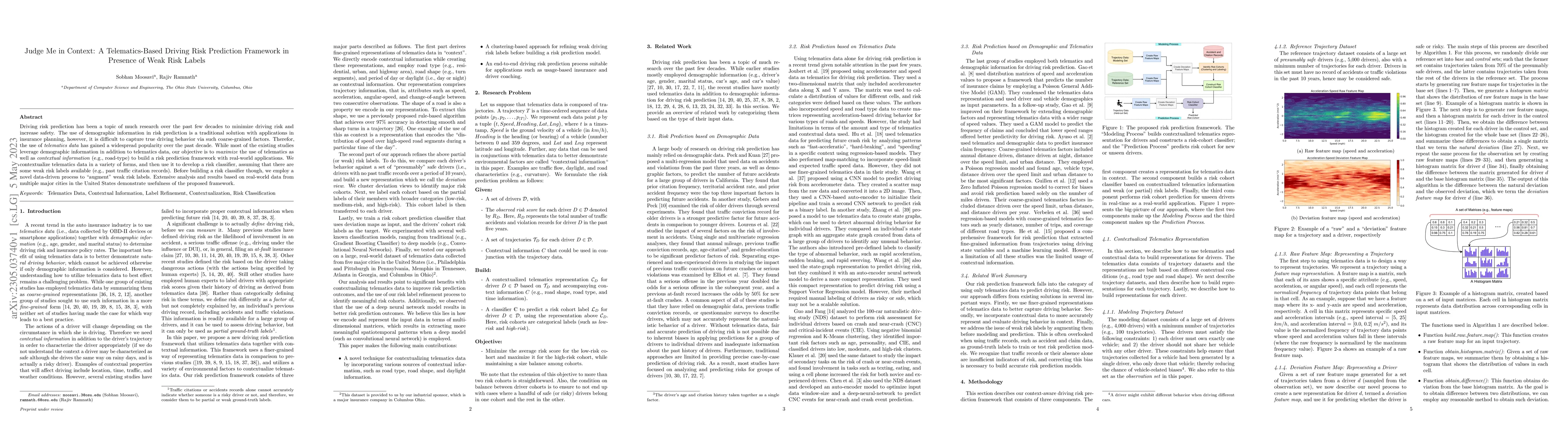 Thumbnail for Judge Me in Context: A Telematics-Based Driving Risk Prediction
  Framework in Presence of Weak Risk Labels