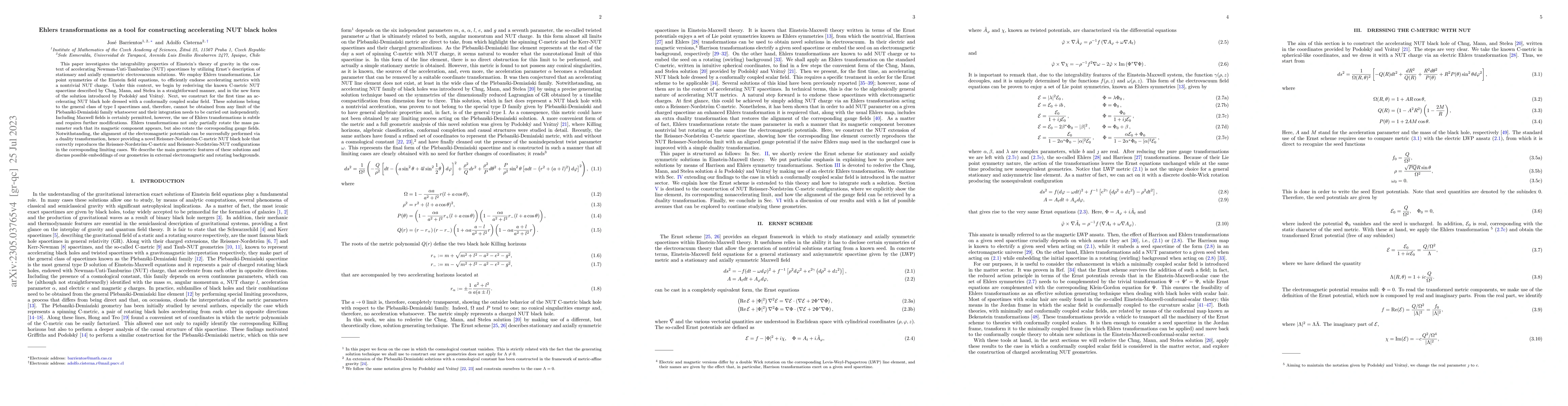 Thumbnail for Ehlers transformations as a tool for constructing accelerating NUT black
  holes