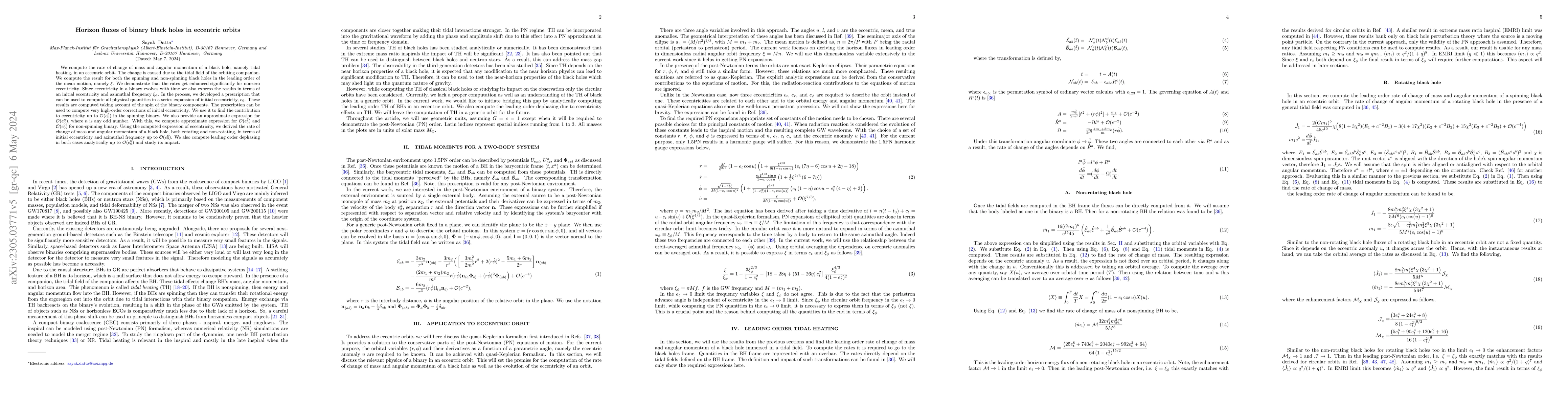 Thumbnail for Horizon fluxes of binary black holes in eccentric orbits