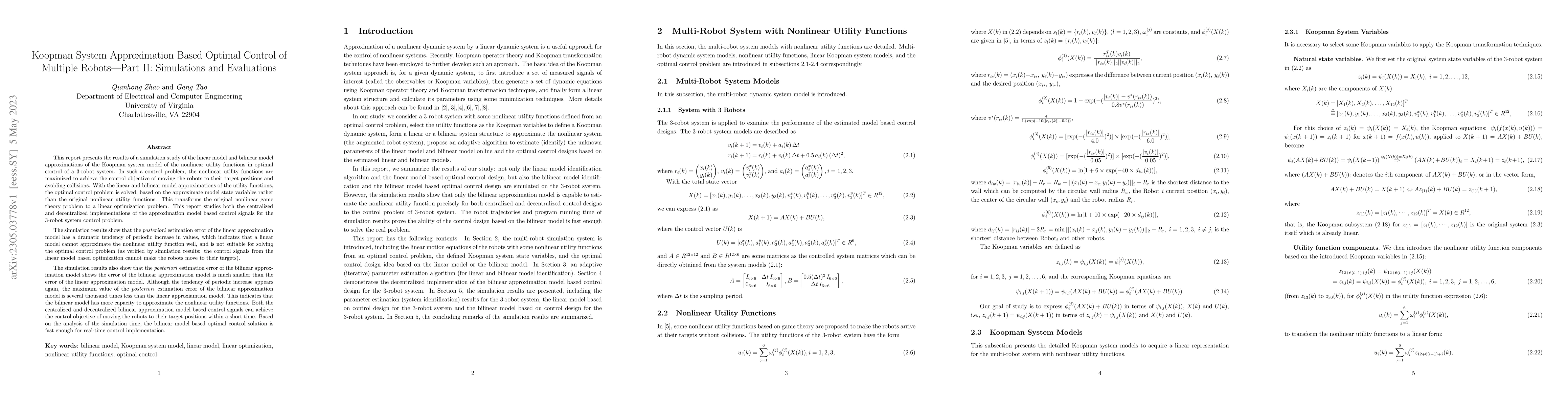 Thumbnail for Koopman System Approximation Based Optimal Control of Multiple Robots --
  Part II: Simulations and Evaluations