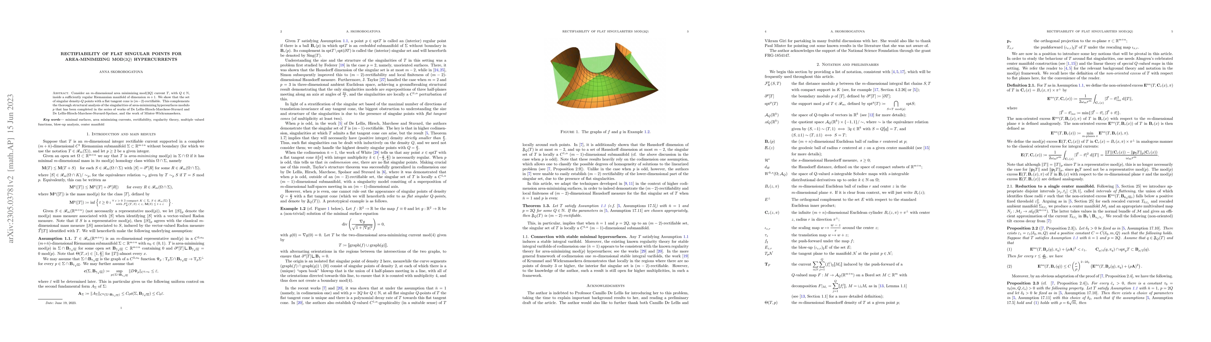 Thumbnail for Rectifiability of flat singular points for area-minimizing mod$(2Q)$
  hypercurrents