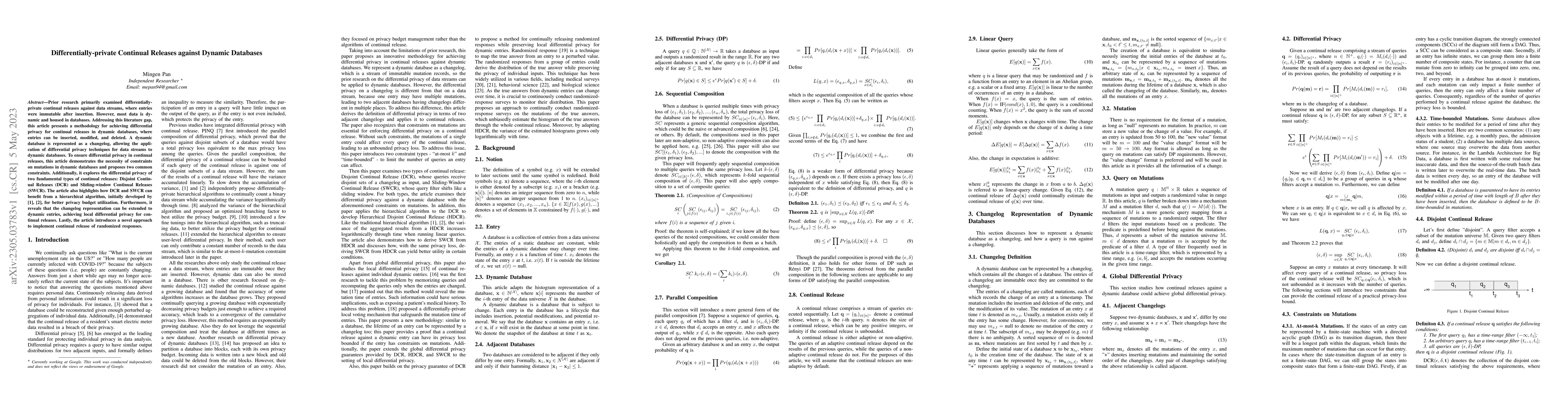 Thumbnail for Differentially-private Continual Releases against Dynamic Databases