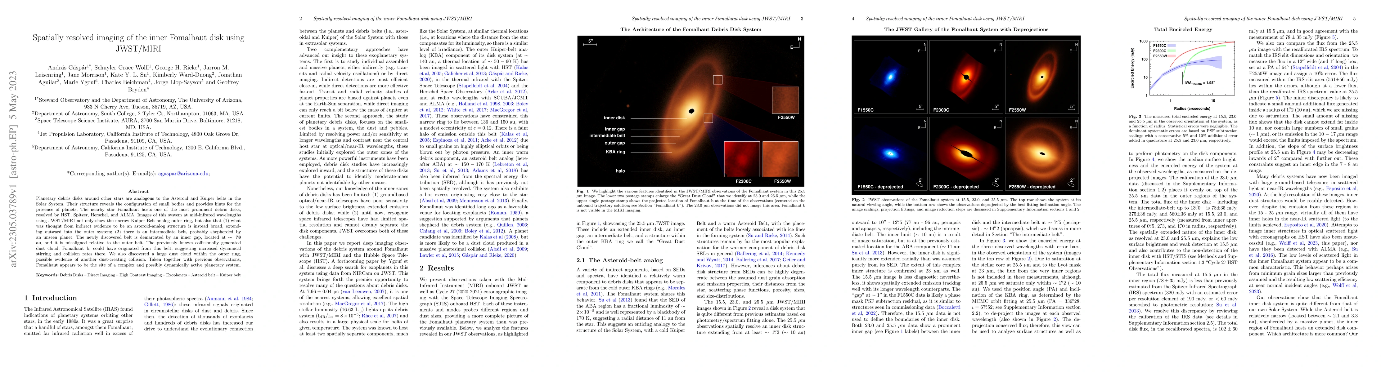 Thumbnail for Spatially resolved imaging of the inner Fomalhaut disk using JWST/MIRI