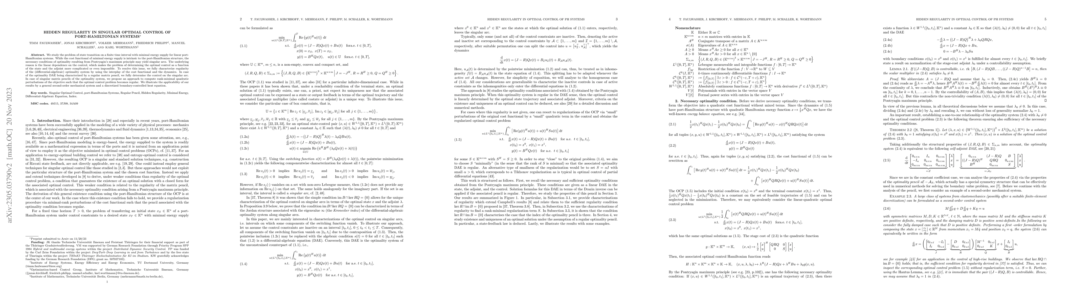 Thumbnail for Hidden regularity in singular optimal control of port-Hamiltonian
  systems